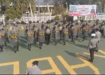 Kesiapan Pengamanan, Polres Sukabumi Gelar Latihan Sispam Mako.